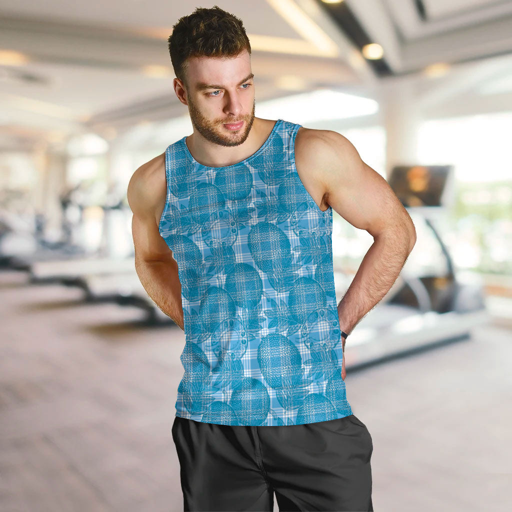 Polu Hawaii Breadfruit Palaka Motifs Men Tank Top LT14 Blue - Polynesian Pride