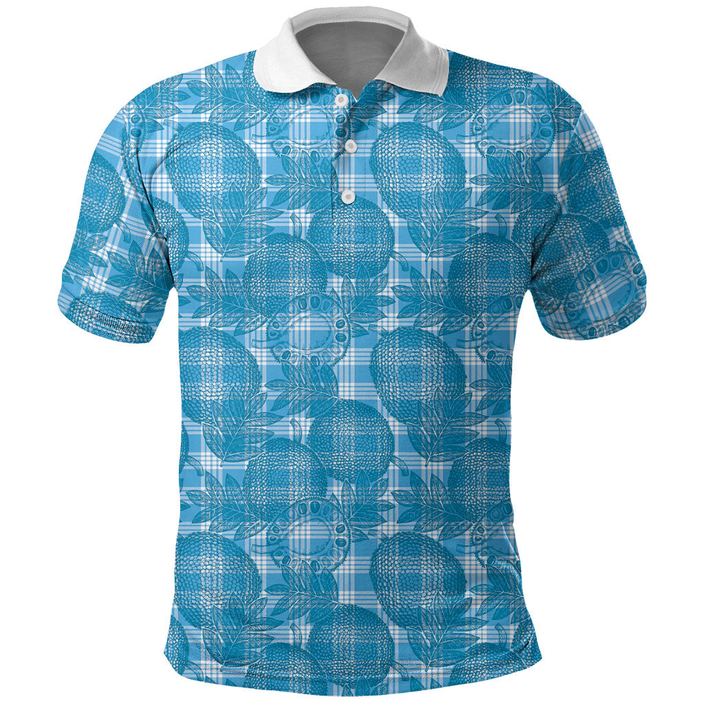 Polu Hawaii Breadfruit Palaka Motifs Polo Shirt LT14 Blue - Polynesian Pride