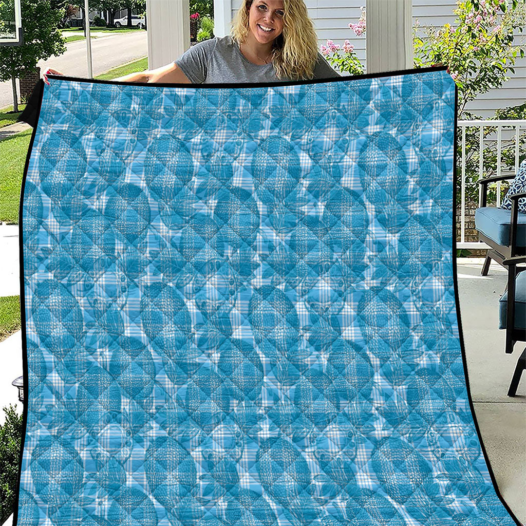 Polu Hawaii Breadfruit Palaka Motifs Quilt LT14 Blue - Polynesian Pride
