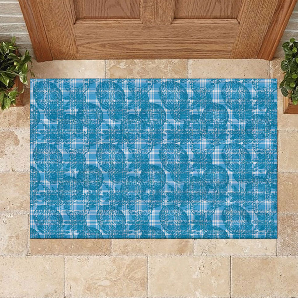 Polu Hawaii Breadfruit Palaka Motifs Rubber Doormat LT14 Blue - Polynesian Pride