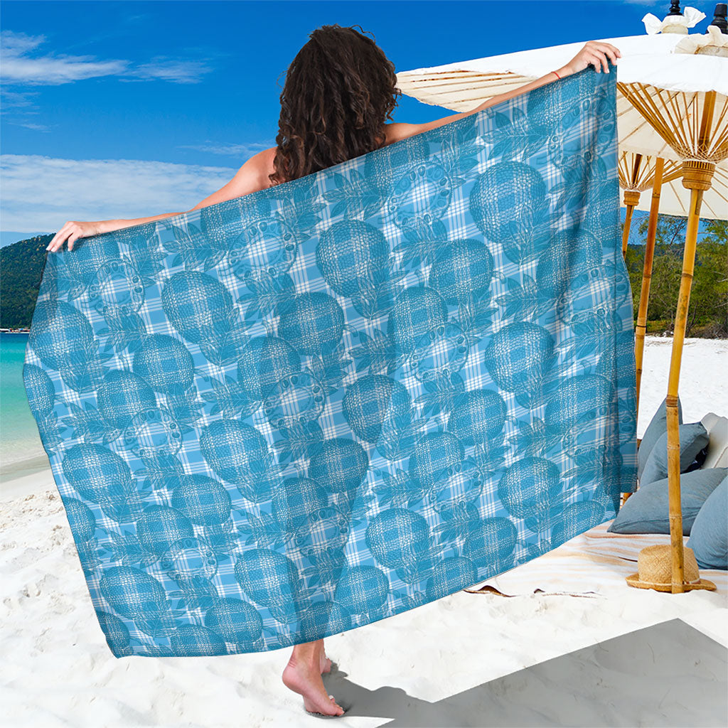 Polu Hawaii Breadfruit Palaka Motifs Sarong LT14 One Size 44 x 66 inches Blue - Polynesian Pride
