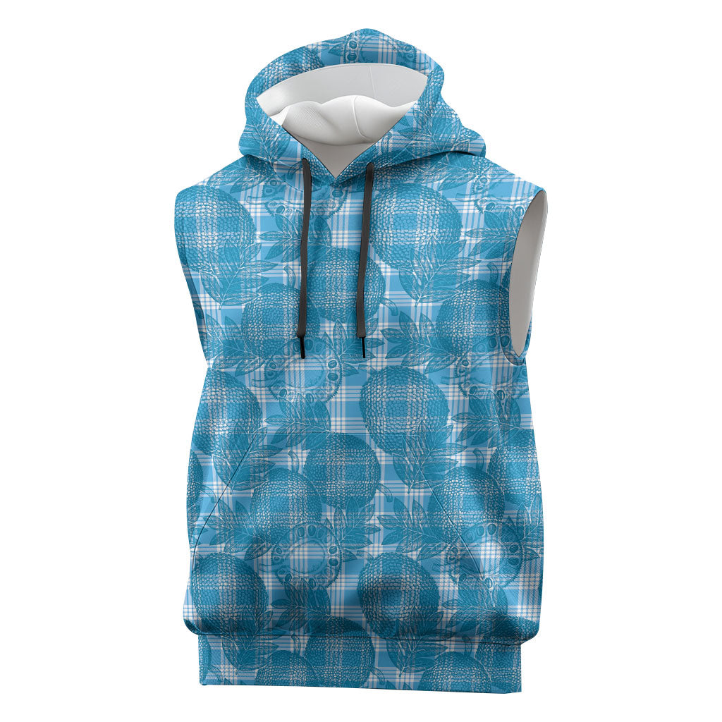 Polu Hawaii Breadfruit Palaka Motifs Sleeveless Hoodie LT14 Blue - Polynesian Pride