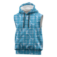 Polu Hawaii Breadfruit Palaka Motifs Sleeveless Hoodie LT14 Blue - Polynesian Pride