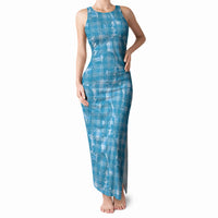 Polu Hawaii Breadfruit Palaka Motifs Tank Maxi Dress LT14 Women Blue - Polynesian Pride