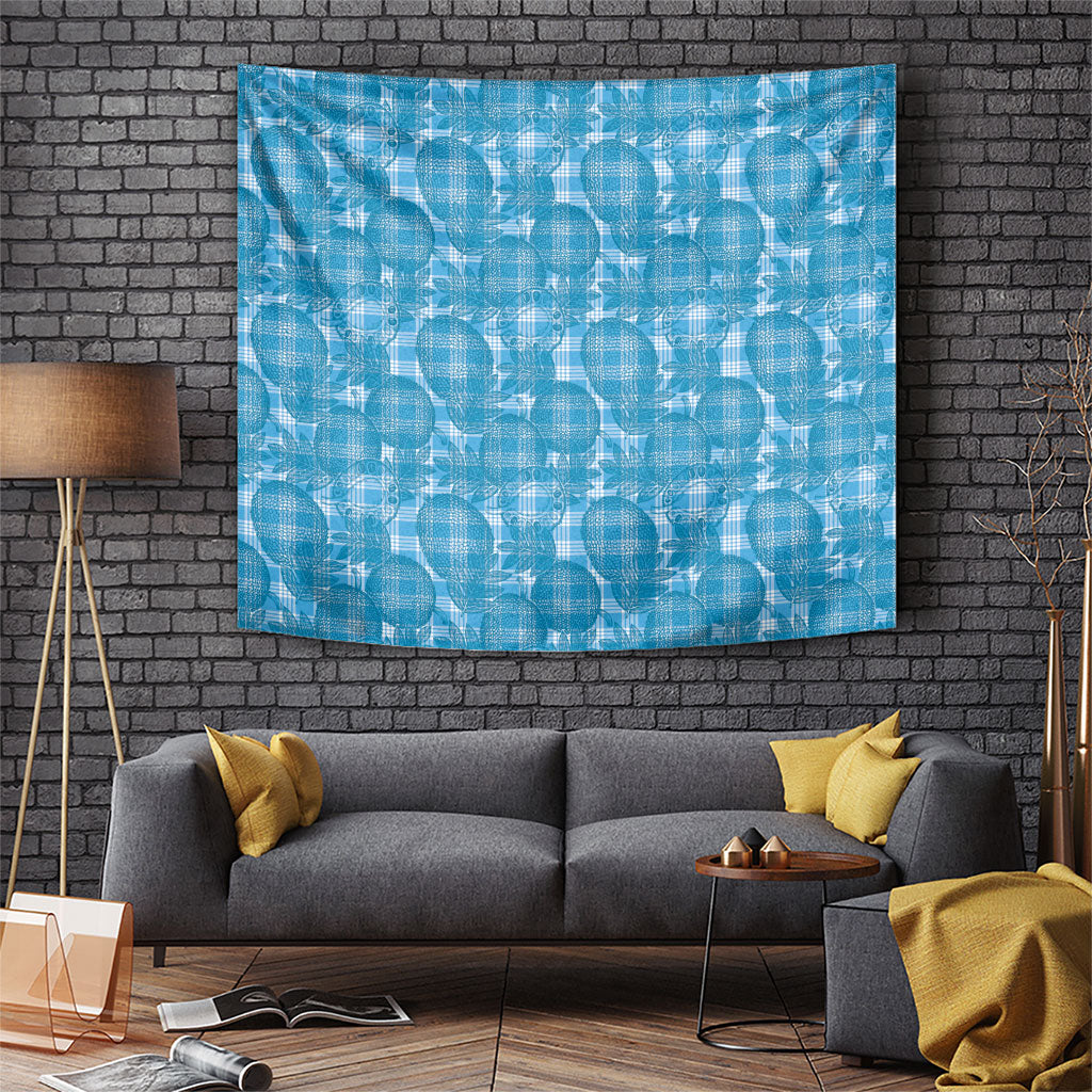 Polu Hawaii Breadfruit Palaka Motifs Tapestry LT14 Blue - Polynesian Pride