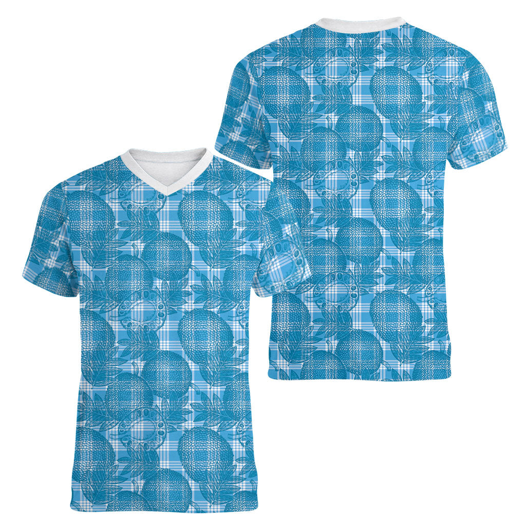 Polu Hawaii Breadfruit Palaka Motifs Women V-Neck T-Shirt LT14 - Polynesian Pride