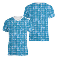 Polu Hawaii Breadfruit Palaka Motifs Women V-Neck T-Shirt LT14 - Polynesian Pride