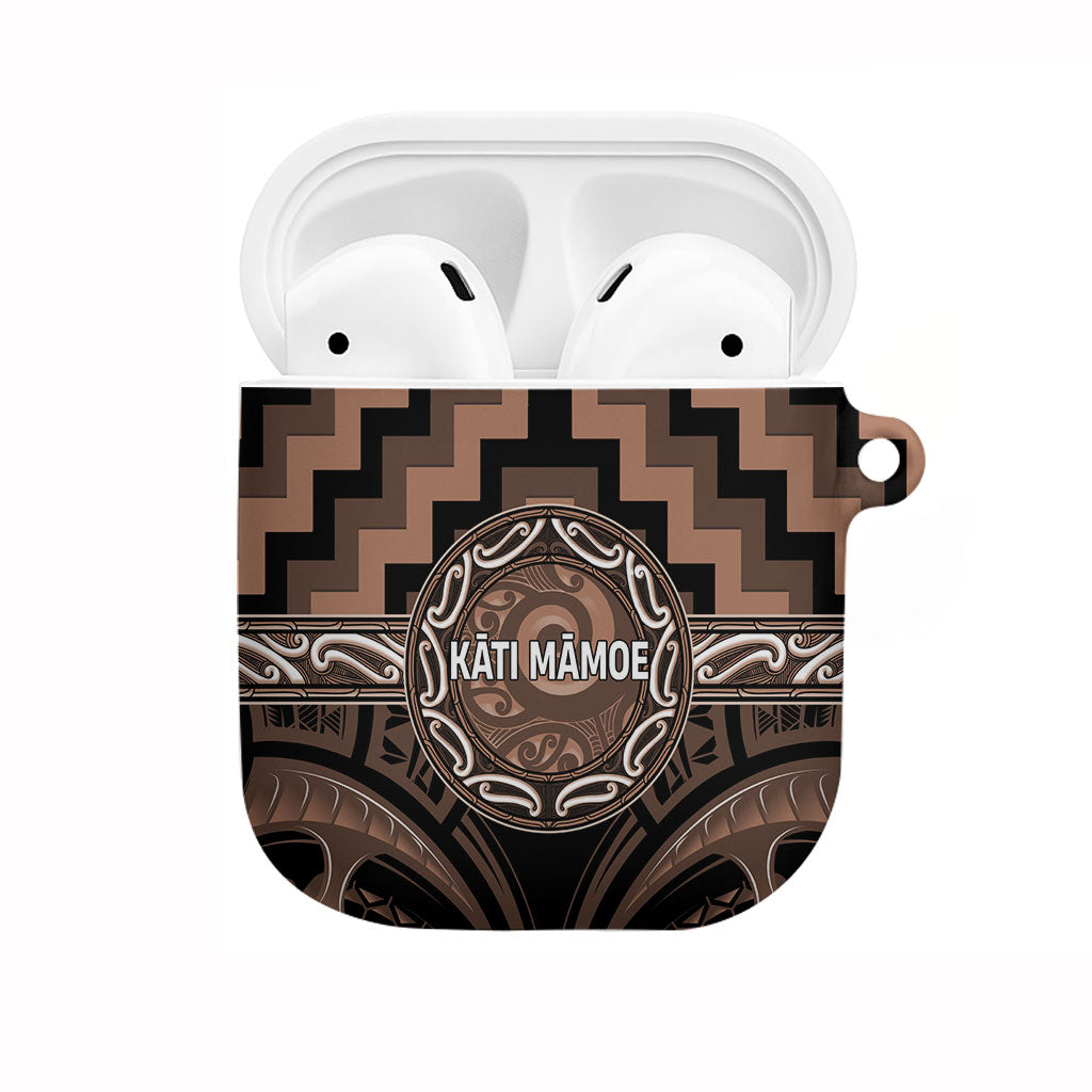 Aotearoa Kati Mamoe AirPods Case Maori Iwi Poutama Puhoro Tattoo LT14 Brown - Polynesian Pride