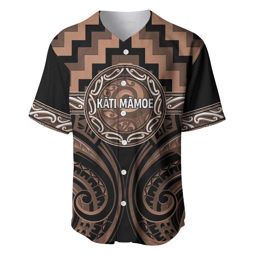 Aotearoa Kati Mamoe Personalised Baseball Jersey Maori Iwi Poutama Puhoro Tattoo LT14 Brown - Polynesian Pride