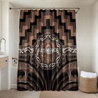 Aotearoa Kati Mamoe Bathroom Set Maori Iwi Poutama Puhoro Tattoo LT14 Shower Curtain Only Brown - Polynesian Pride