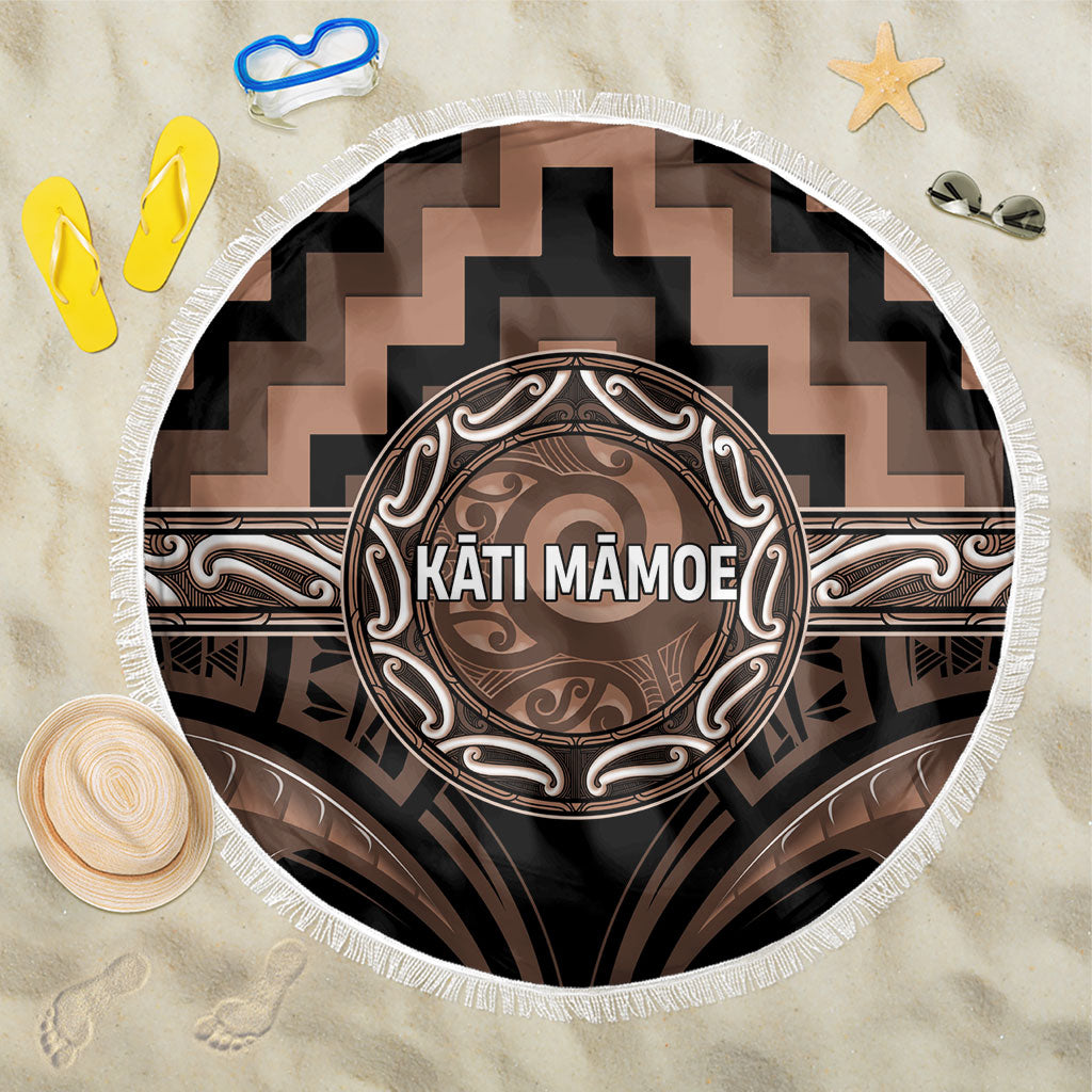 Aotearoa Kati Mamoe Beach Blanket Maori Iwi Poutama Puhoro Tattoo LT14 One Size 150cm Brown - Polynesian Pride