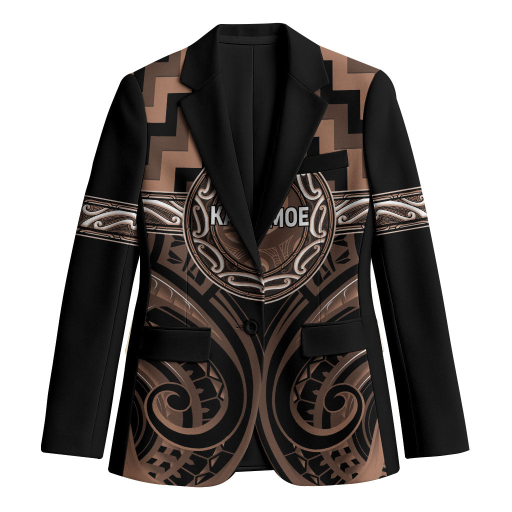 Aotearoa Kati Mamoe Personalised Blazer Maori Iwi Poutama Puhoro Tattoo LT14 Unisex Brown - Polynesian Pride