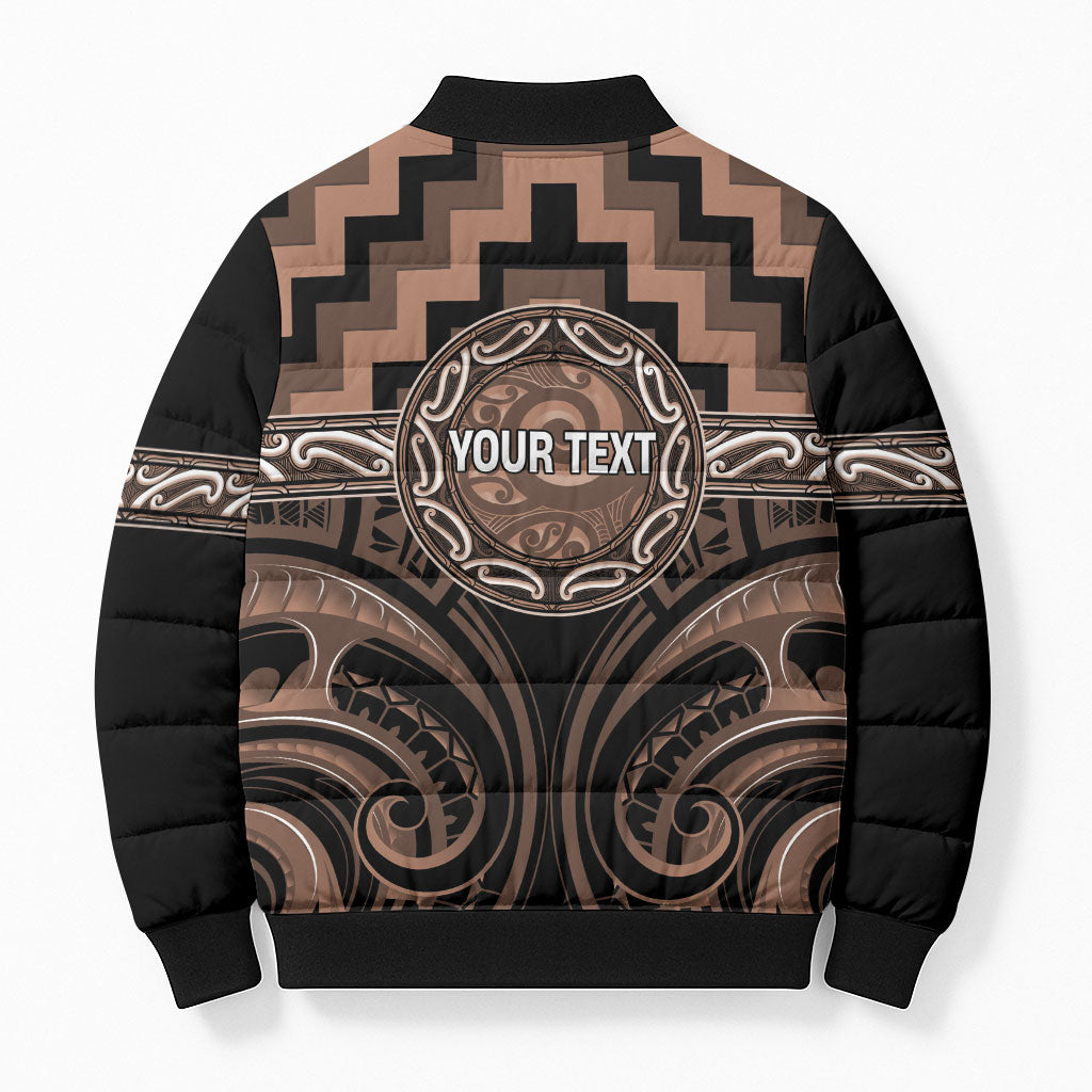 Aotearoa Kati Mamoe Personalised Bomber Puffer Jacket Maori Iwi Poutama Puhoro Tattoo LT14 - Polynesian Pride