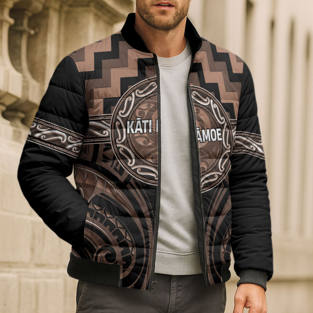 Aotearoa Kati Mamoe Personalised Bomber Puffer Jacket Maori Iwi Poutama Puhoro Tattoo LT14 - Polynesian Pride