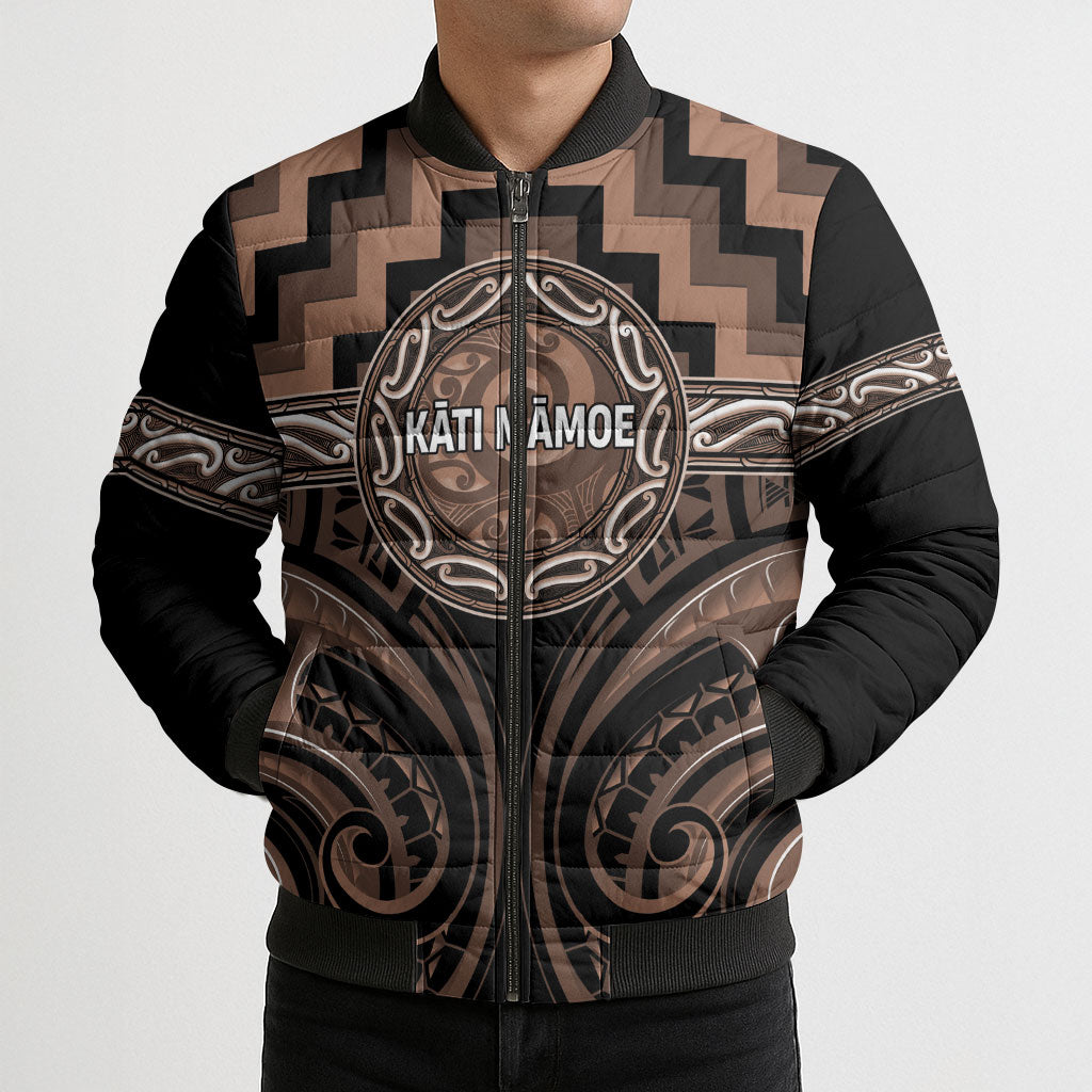 Aotearoa Kati Mamoe Personalised Bomber Puffer Jacket Maori Iwi Poutama Puhoro Tattoo LT14 - Polynesian Pride