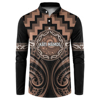 Aotearoa Kati Mamoe Personalised Button Sweatshirt Maori Iwi Poutama Puhoro Tattoo LT14 Brown - Polynesian Pride
