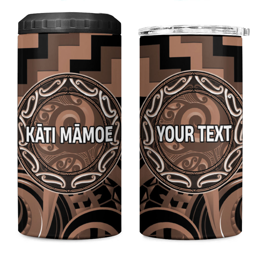 Aotearoa Kati Mamoe Personalised 4 in 1 Can Cooler Tumbler Maori Iwi Poutama Puhoro Tattoo LT14 One Size: 16 oz Brown - Polynesian Pride
