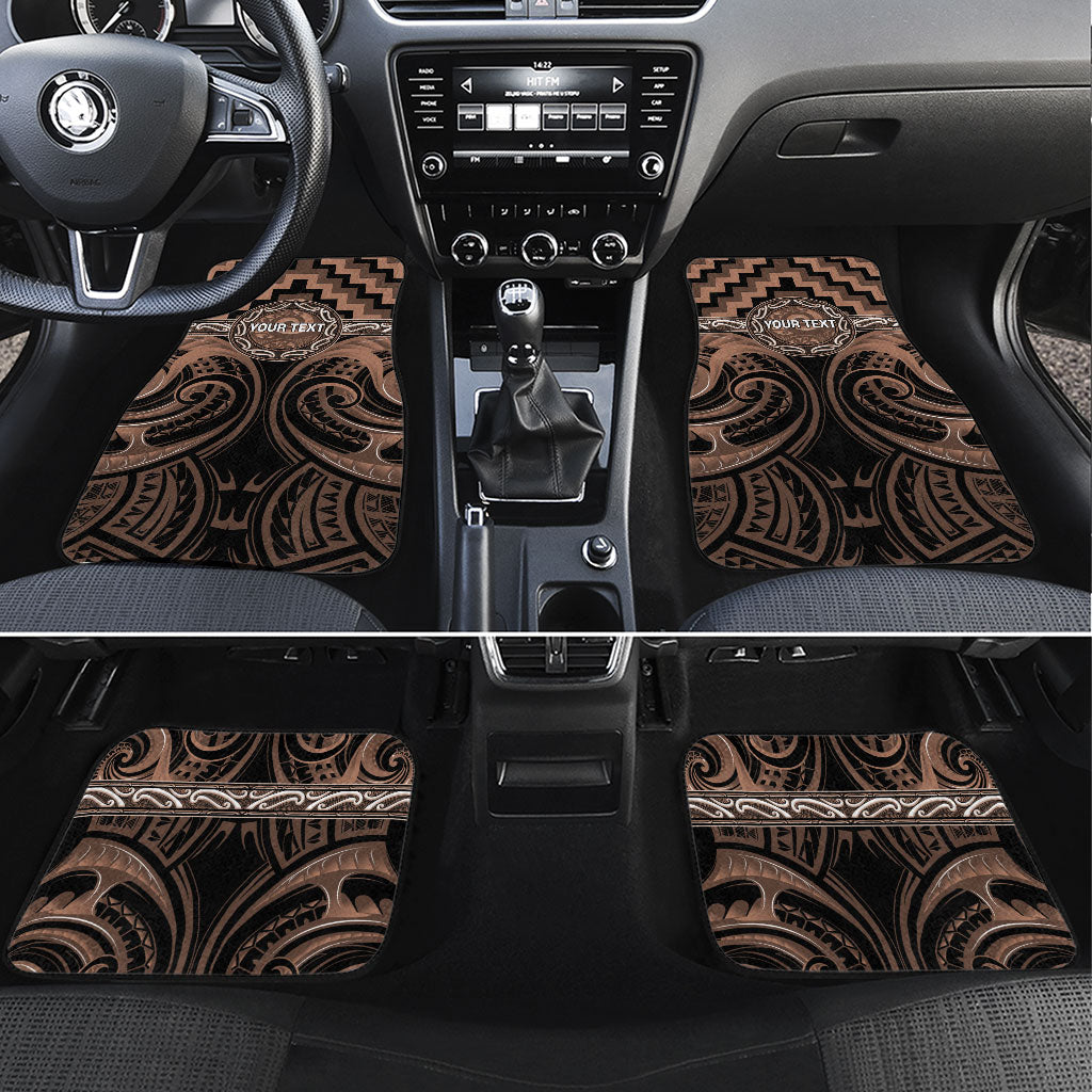 Aotearoa Kati Mamoe Personalised Car Mats Maori Iwi Poutama Puhoro Tattoo LT14 Set 4pcs Brown - Polynesian Pride