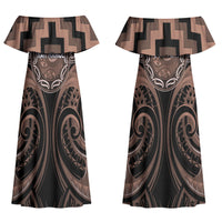 Aotearoa Kati Mamoe Personalised Couples Matching Off Shoulder Maxi Dress and Hawaiian Shirt Maori Iwi Poutama Puhoro Tattoo LT14 - Polynesian Pride