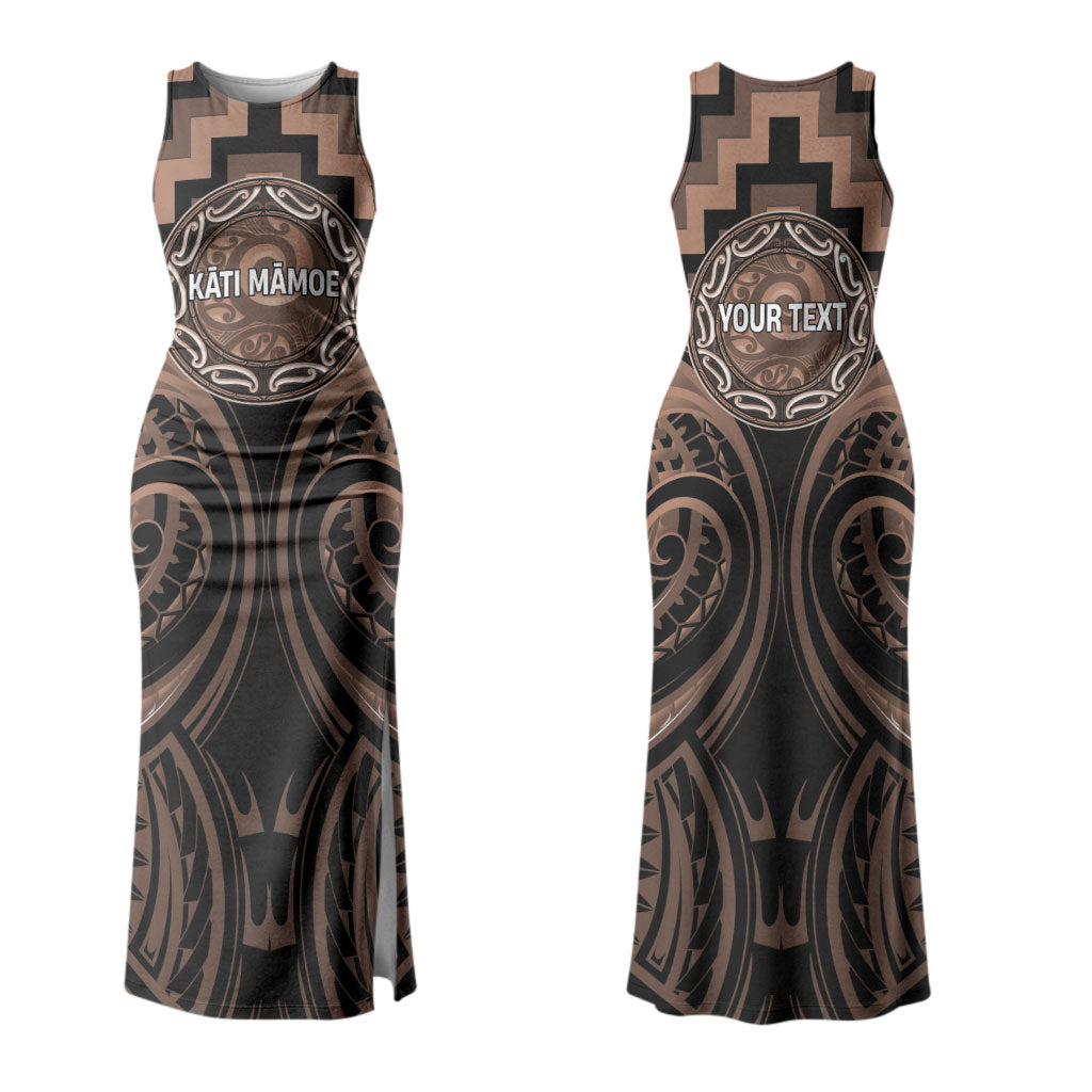 Aotearoa Kati Mamoe Personalised Couples Matching Tank Maxi Dress and Long Sleeve Button Shirt Maori Iwi Poutama Puhoro Tattoo LT14 - Polynesian Pride
