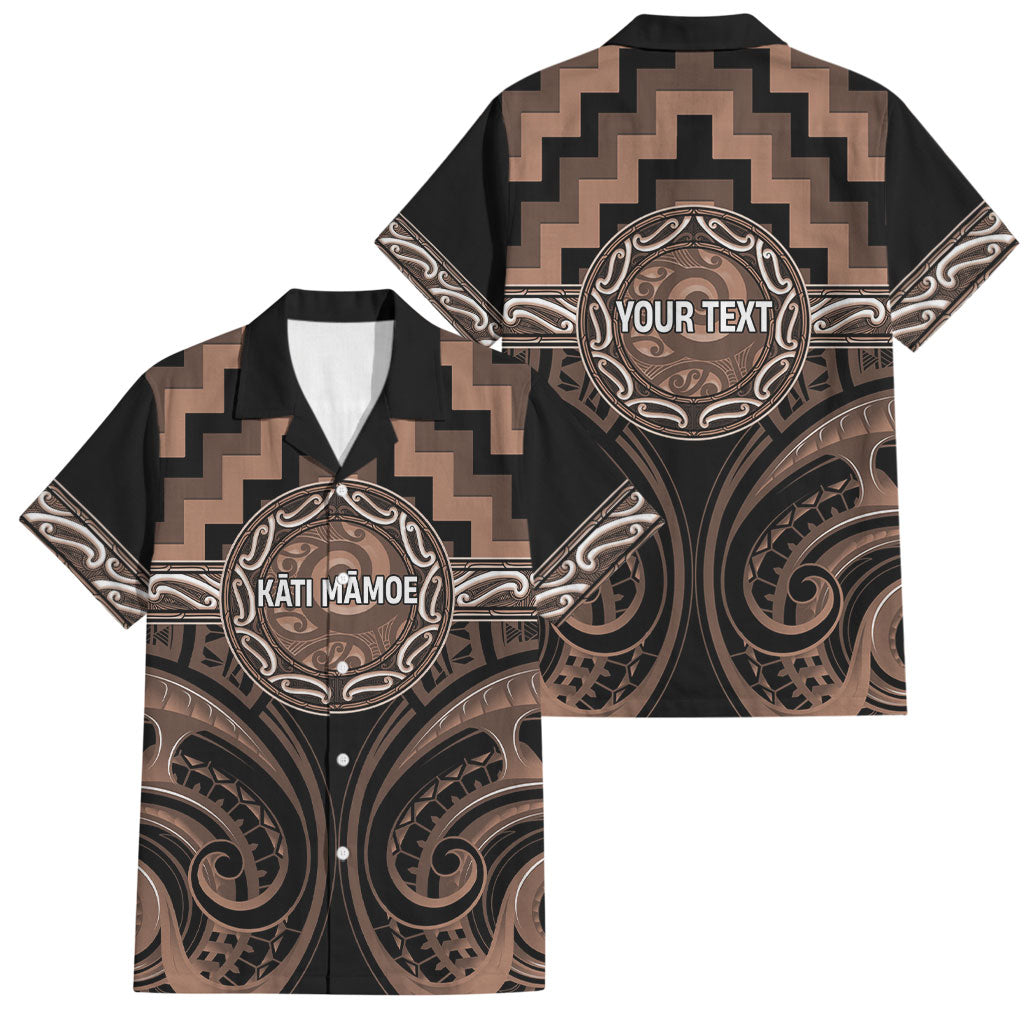 Aotearoa Kati Mamoe Personalised Family Matching Summer Maxi Dress and Hawaiian Shirt Maori Iwi Poutama Puhoro Tattoo LT14 Dad's Shirt - Short Sleeve Brown - Polynesian Pride
