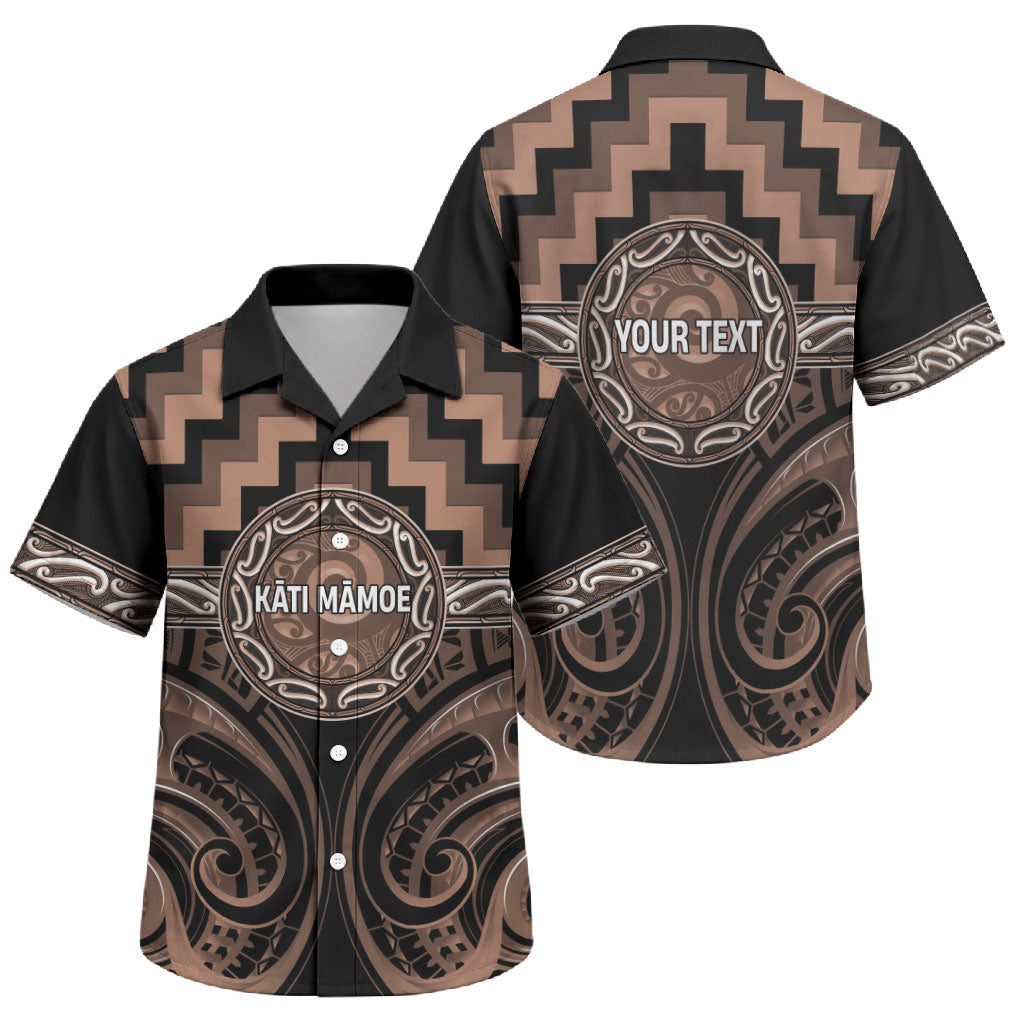 Aotearoa Kati Mamoe Personalised Family Matching Summer Maxi Dress and Hawaiian Shirt Maori Iwi Poutama Puhoro Tattoo LT14 Son's Shirt Brown - Polynesian Pride