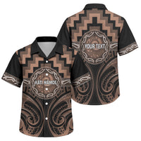 Aotearoa Kati Mamoe Personalised Family Matching Summer Maxi Dress and Hawaiian Shirt Maori Iwi Poutama Puhoro Tattoo LT14 Son's Shirt Brown - Polynesian Pride