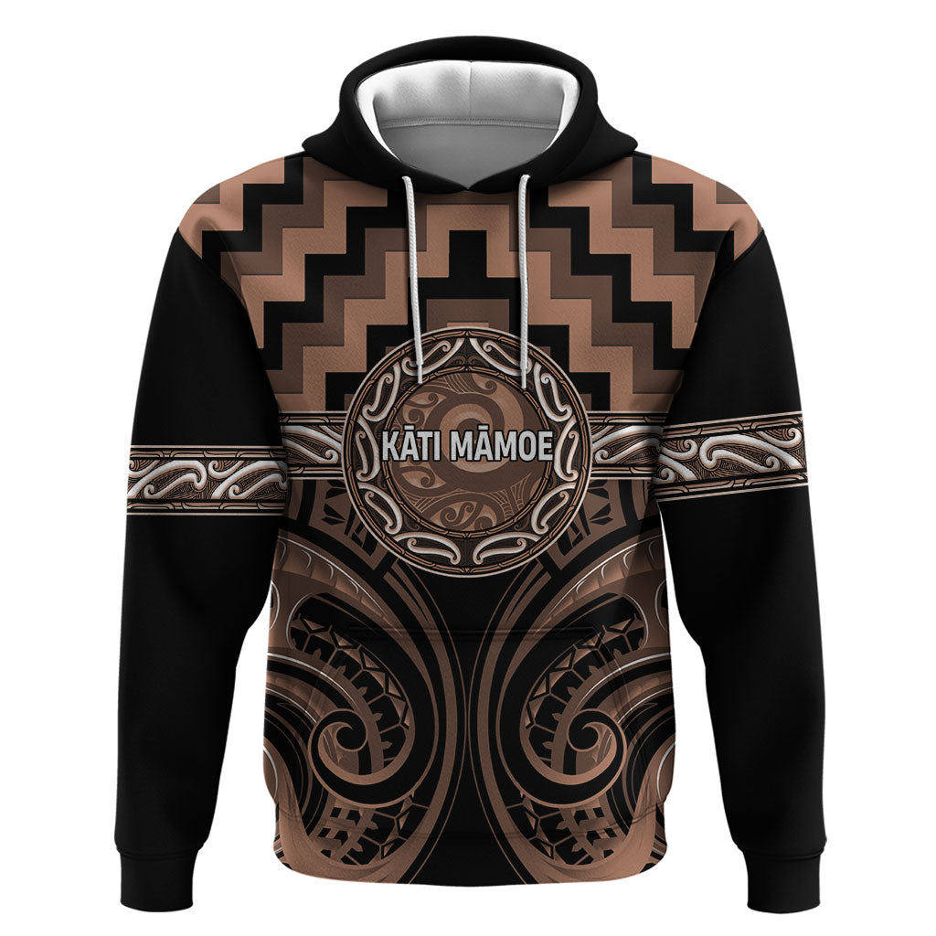 Aotearoa Kati Mamoe Personalised Hoodie Maori Iwi Poutama Puhoro Tattoo LT14 Pullover Hoodie Brown - Polynesian Pride
