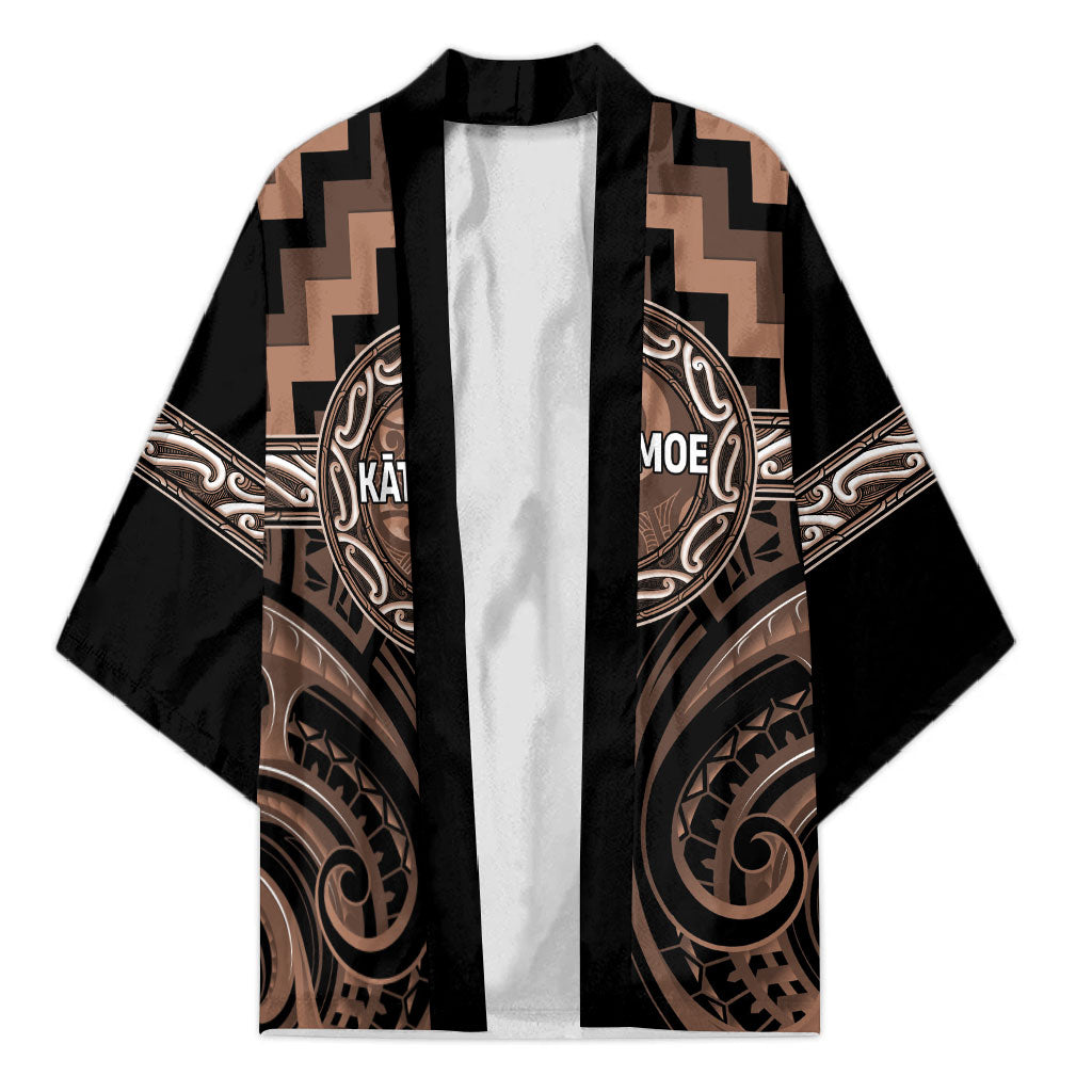 Aotearoa Kati Mamoe Personalised Kimono Maori Iwi Poutama Puhoro Tattoo LT14 Unisex Brown - Polynesian Pride
