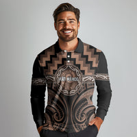 Aotearoa Kati Mamoe Personalised Long Sleeve Polo Shirt Maori Iwi Poutama Puhoro Tattoo LT14 - Polynesian Pride