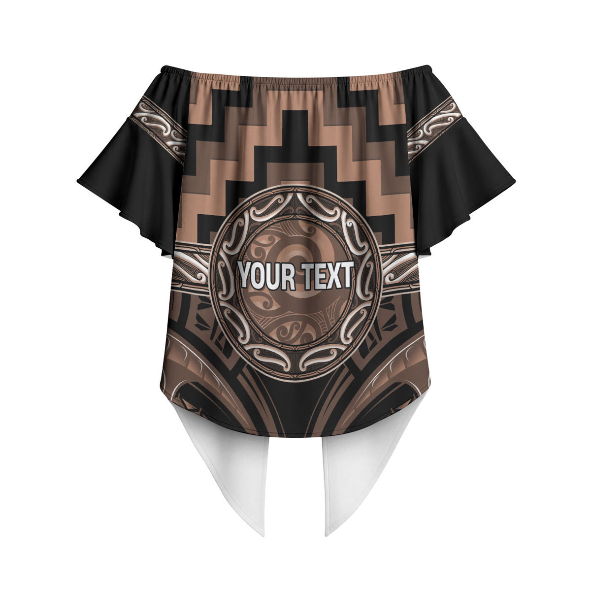 Aotearoa Kati Mamoe Personalised Off Shoulder Wrap Waist Top Maori Iwi Poutama Puhoro Tattoo LT14 - Polynesian Pride