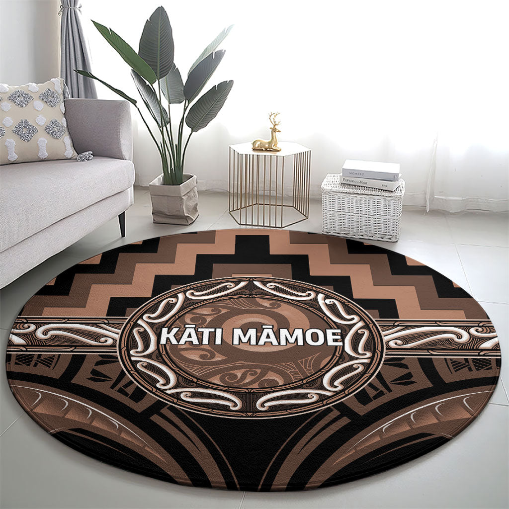 Aotearoa Kati Mamoe Round Carpet Maori Iwi Poutama Puhoro Tattoo LT14 - Polynesian Pride