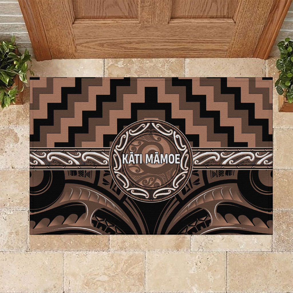 Aotearoa Kati Mamoe Rubber Doormat Maori Iwi Poutama Puhoro Tattoo LT14 Brown - Polynesian Pride