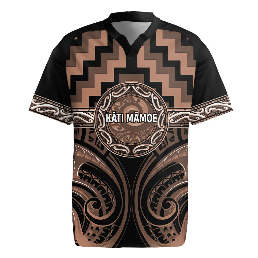 Aotearoa Kati Mamoe Personalised Rugby Jersey Maori Iwi Poutama Puhoro Tattoo LT14 Brown - Polynesian Pride