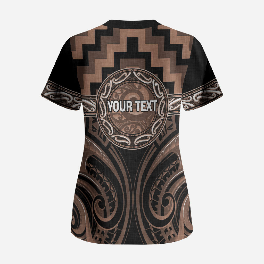 Aotearoa Kati Mamoe Personalised Scrub Top Maori Iwi Poutama Puhoro Tattoo LT14 - Polynesian Pride