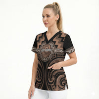 Aotearoa Kati Mamoe Personalised Scrub Top Maori Iwi Poutama Puhoro Tattoo LT14 - Polynesian Pride