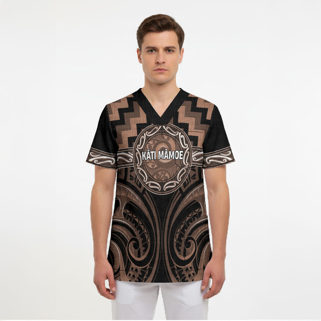 Aotearoa Kati Mamoe Personalised Scrub Top Maori Iwi Poutama Puhoro Tattoo LT14 - Polynesian Pride
