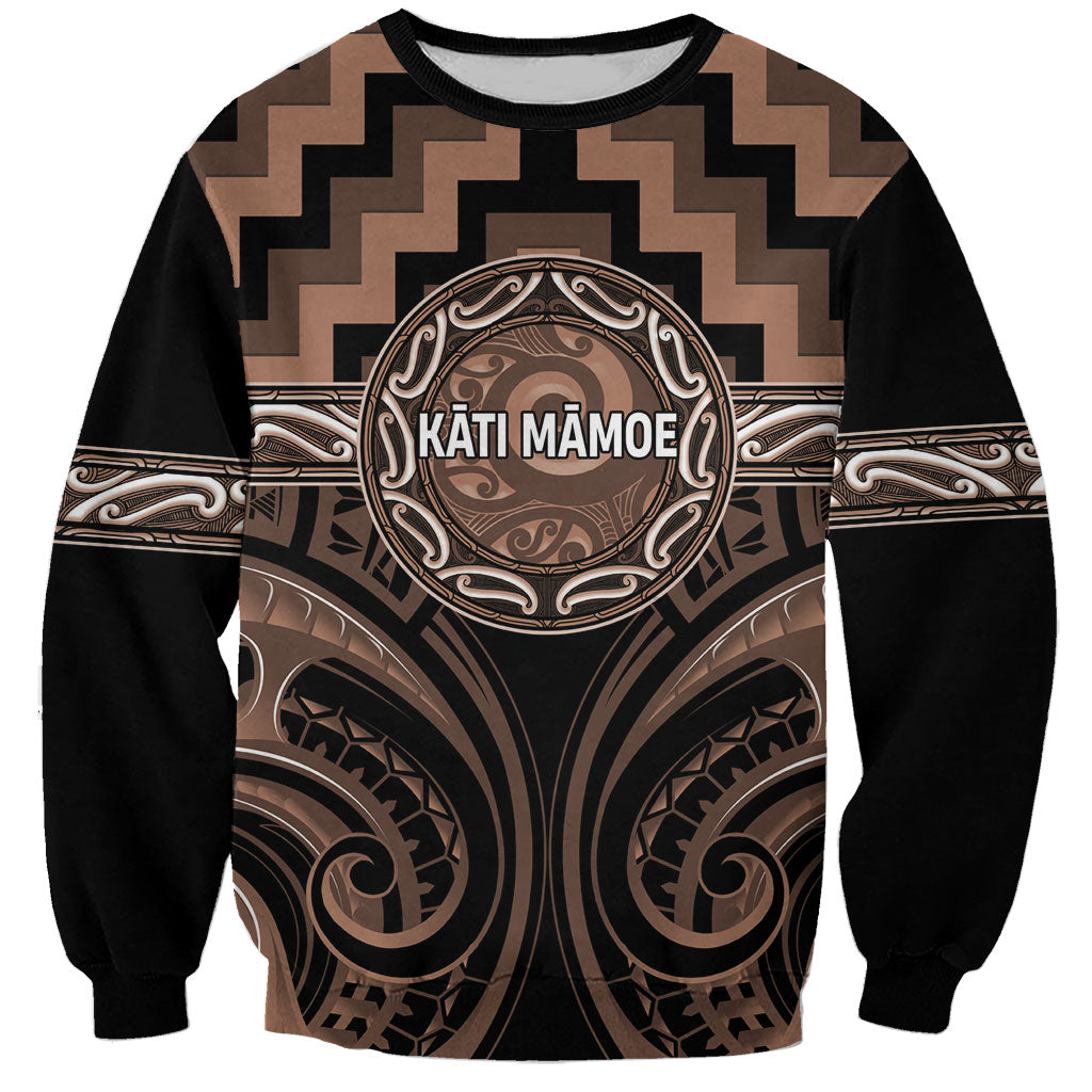 Aotearoa Kati Mamoe Personalised Sweatshirt Maori Iwi Poutama Puhoro Tattoo LT14 Unisex Brown - Polynesian Pride