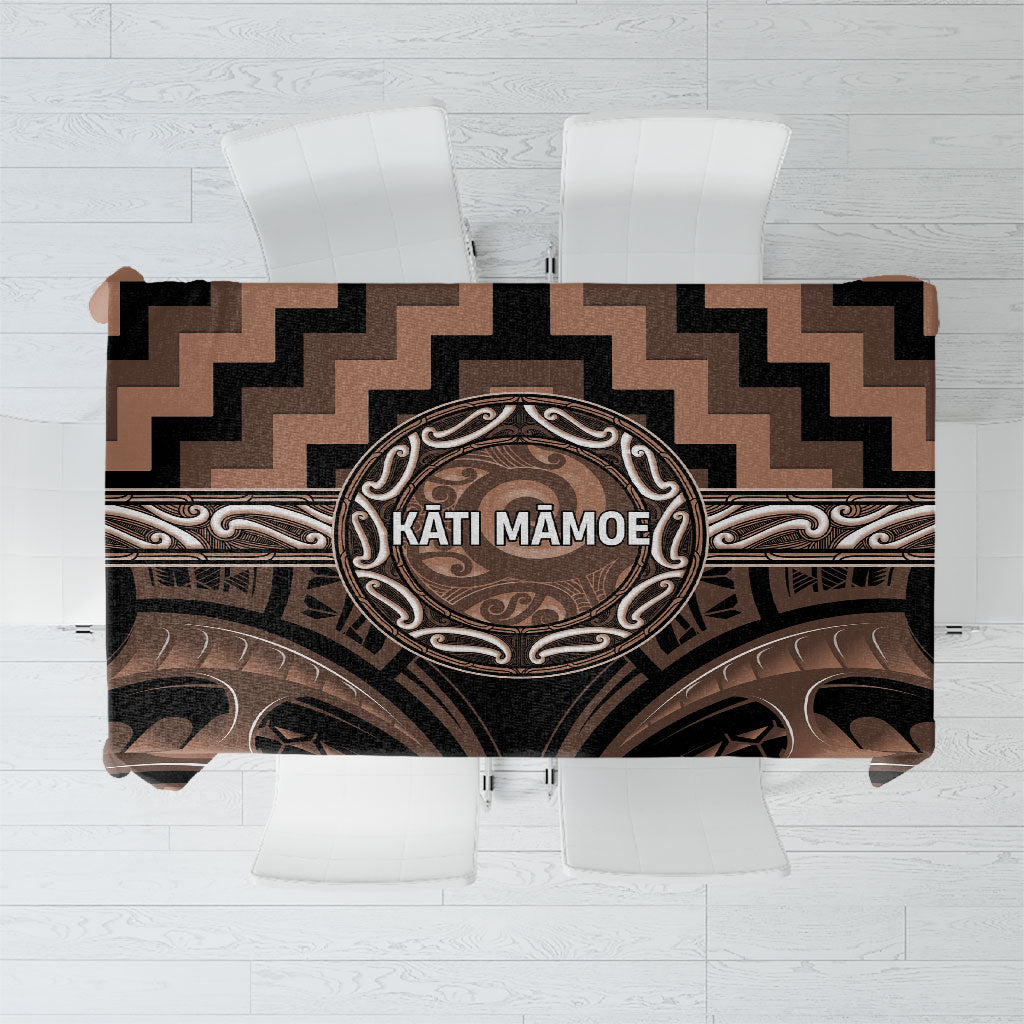 Aotearoa Kati Mamoe Tablecloth Maori Iwi Poutama Puhoro Tattoo LT14 Brown - Polynesian Pride