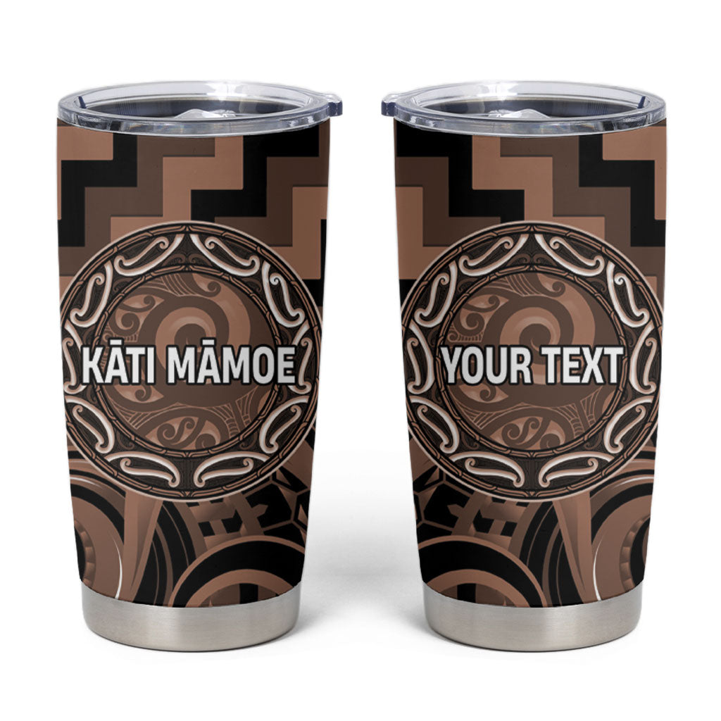 Aotearoa Kati Mamoe Personalised Tumbler Cup Maori Iwi Poutama Puhoro Tattoo LT14 Brown - Polynesian Pride