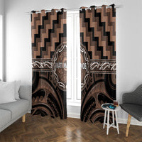 Aotearoa Kati Mamoe Window Curtain Maori Iwi Poutama Puhoro Tattoo LT14 With Grommets Brown - Polynesian Pride