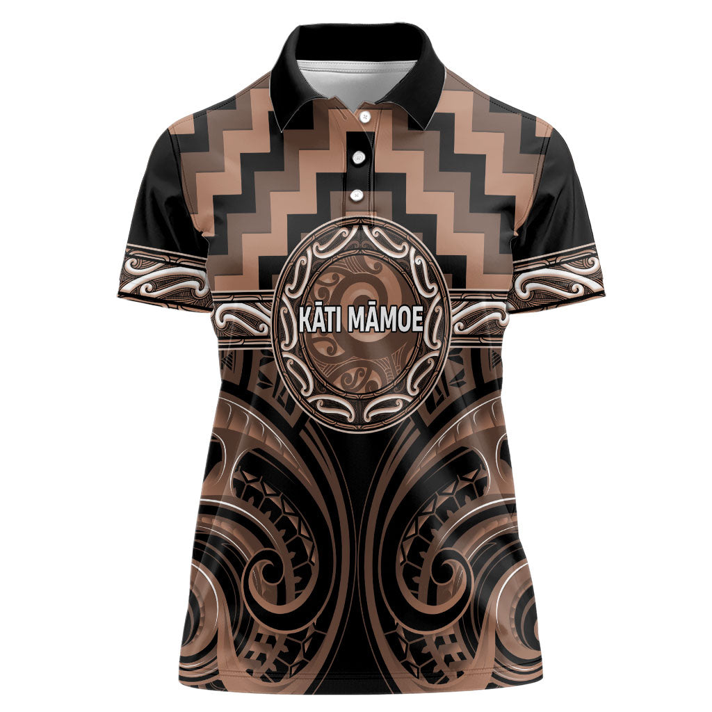 Aotearoa Kati Mamoe Personalised Women Polo Shirt Maori Iwi Poutama Puhoro Tattoo
