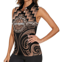 Aotearoa Kati Mamoe Personalised Women Sleeveless Polo Shirt Maori Iwi Poutama Puhoro Tattoo LT14 - Polynesian Pride