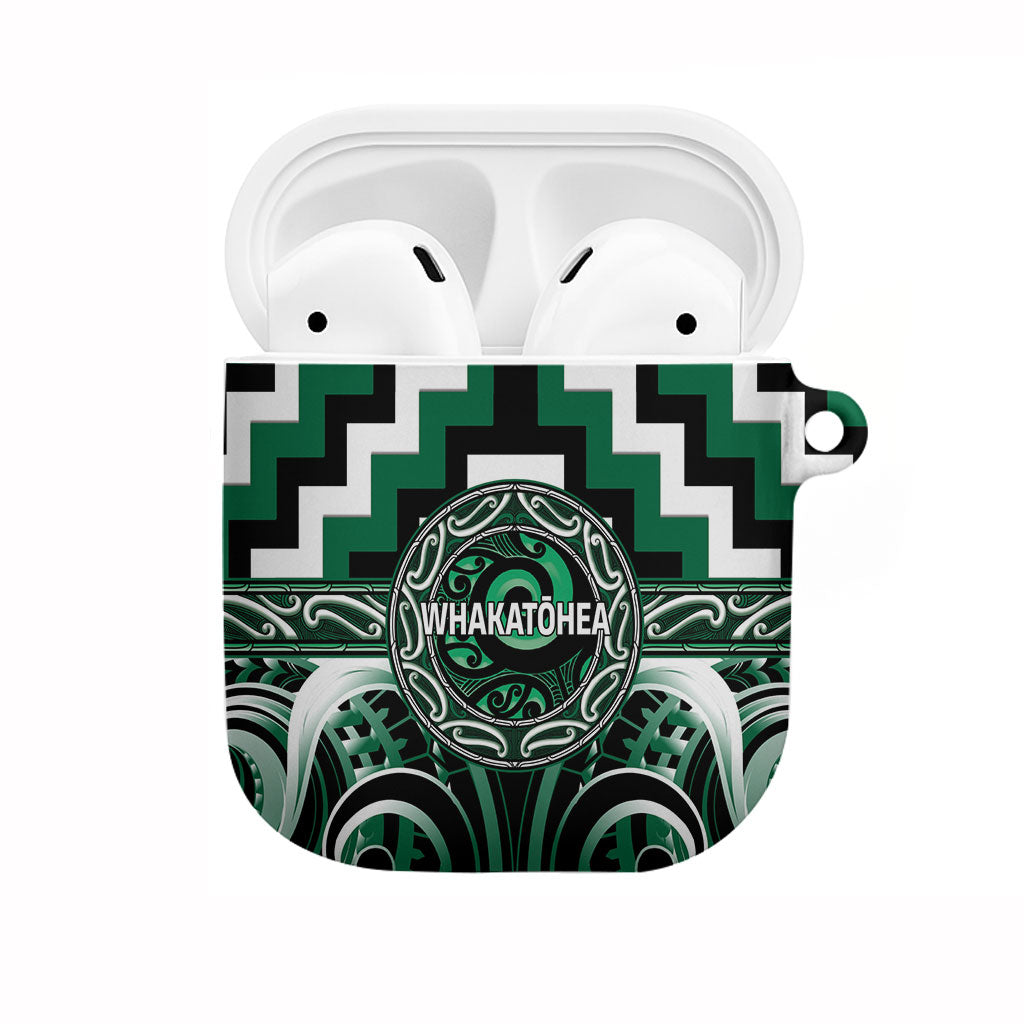 Aotearoa Whakatohea AirPods Case Maori Iwi Poutama Puhoro Tattoo LT14 Green - Polynesian Pride