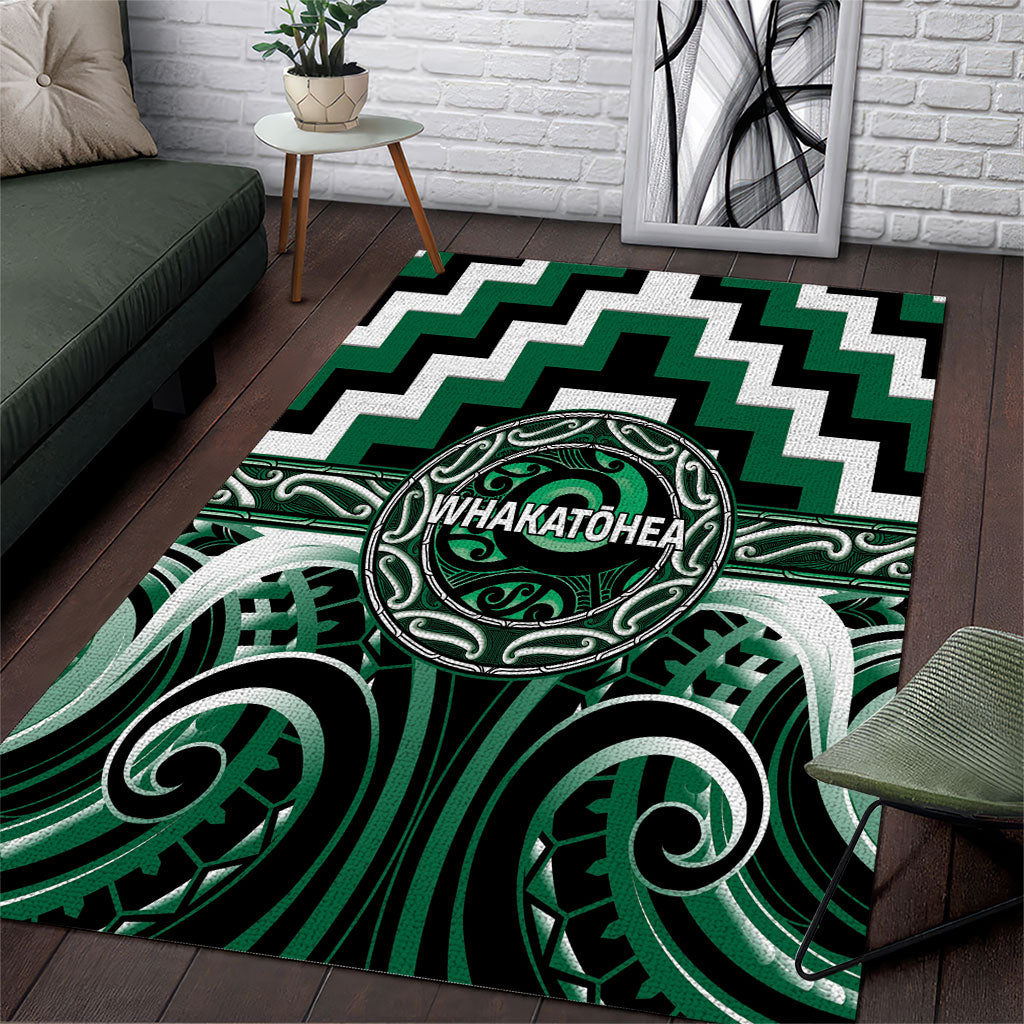 Aotearoa Whakatohea Area Rug Maori Iwi Poutama Puhoro Tattoo LT14 Green - Polynesian Pride