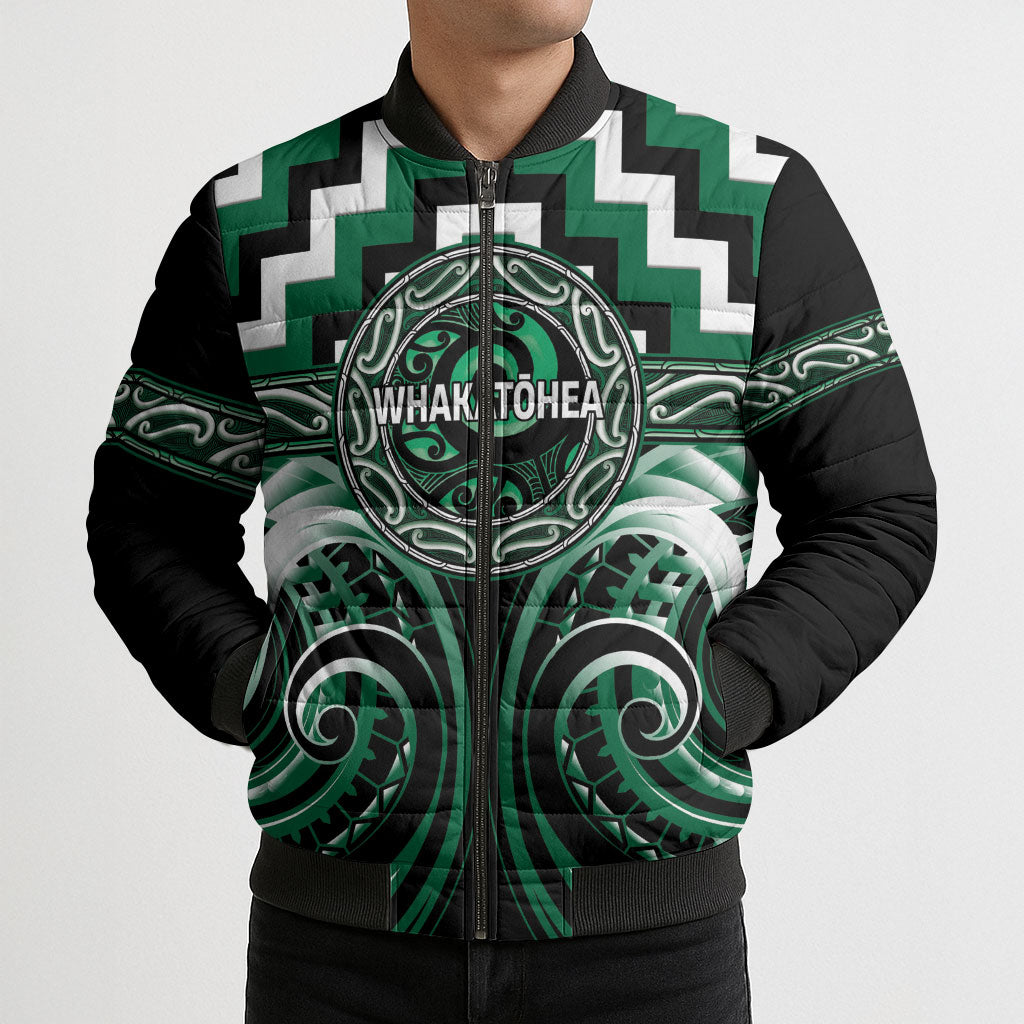 Aotearoa Whakatohea Personalised Bomber Puffer Jacket Maori Iwi Poutama Puhoro Tattoo LT14 - Polynesian Pride
