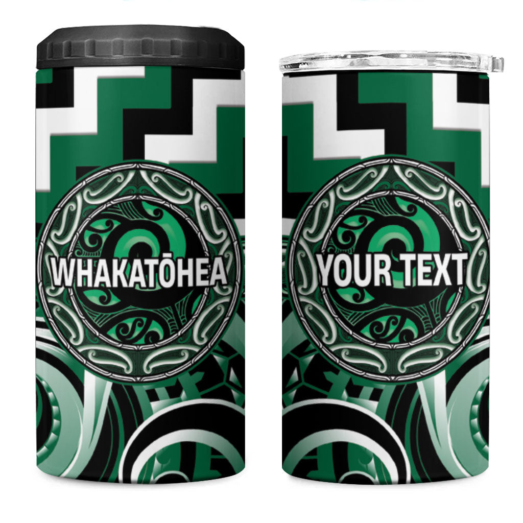Aotearoa Whakatohea Personalised 4 in 1 Can Cooler Tumbler Maori Iwi Poutama Puhoro Tattoo LT14 One Size: 16 oz Green - Polynesian Pride