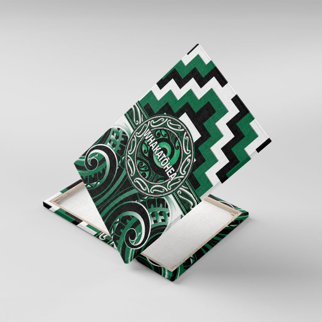 Aotearoa Whakatohea Canvas Wall Art Maori Iwi Poutama Puhoro Tattoo LT14 With Frame Green - Polynesian Pride