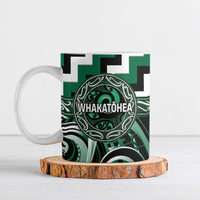 Aotearoa Whakatohea Personalised Ceramic Mug Maori Iwi Poutama Puhoro Tattoo LT14 Green - Polynesian Pride