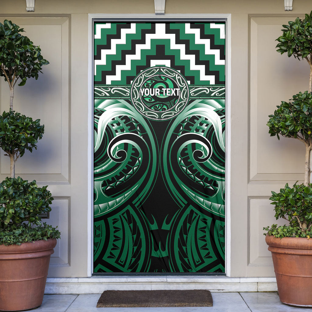 Aotearoa Whakatohea Personalised Door Cover Maori Iwi Poutama Puhoro Tattoo LT14 Green - Polynesian Pride